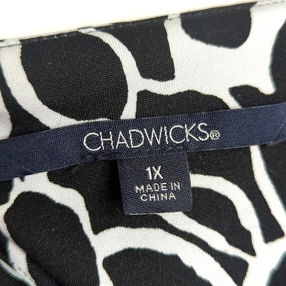 Chadwicks Black and White Sleeveless Floral Midi Dress 1X - Picture 8 of 10